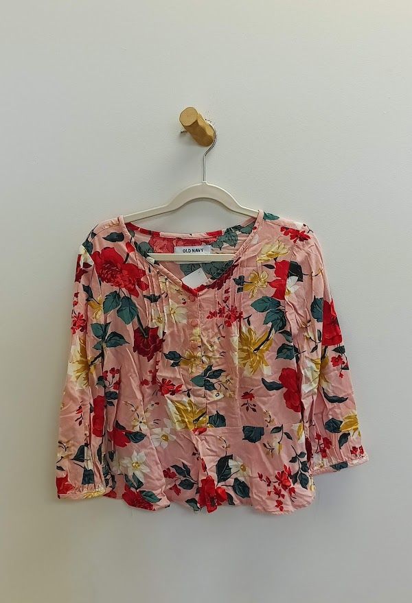 Girls pink floral long sleeve sz 8 (m) (Size: 8, Type: Long Sleeve)