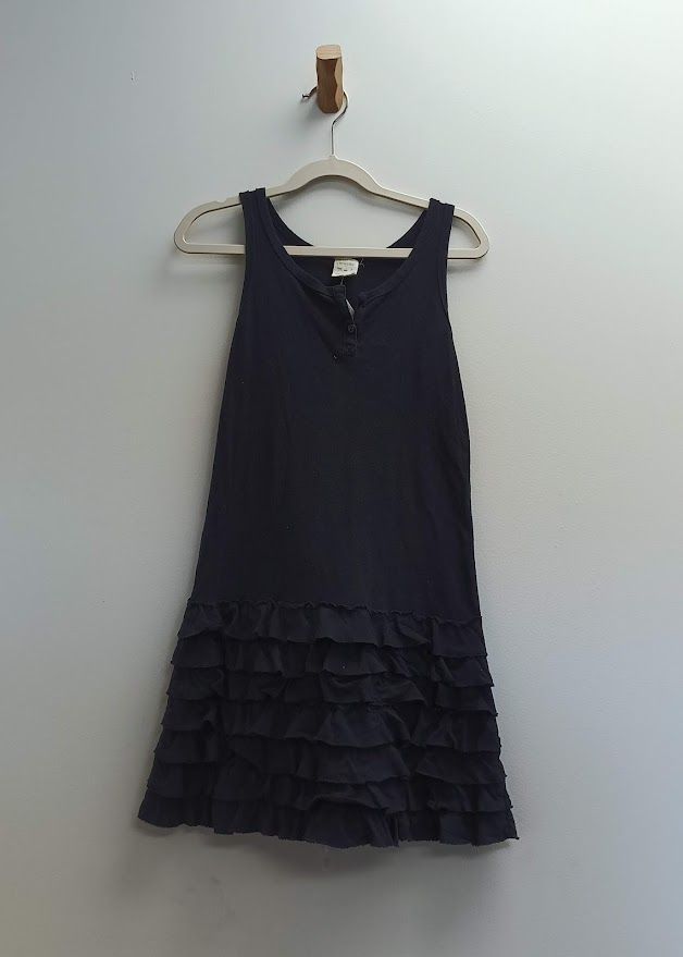 Girls navy blue tank ruffle dress sz 7 (Size: 7, Type: Dresses)