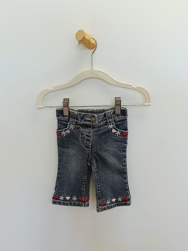 Blue Flare jeans snowflake hearts