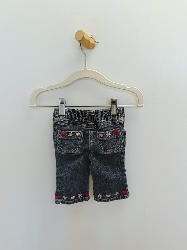 Blue Flare jeans snowflake hearts