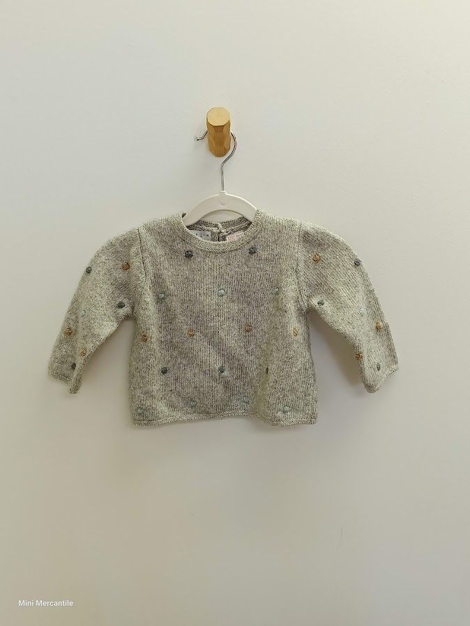 Gray Pom Pom Sweater