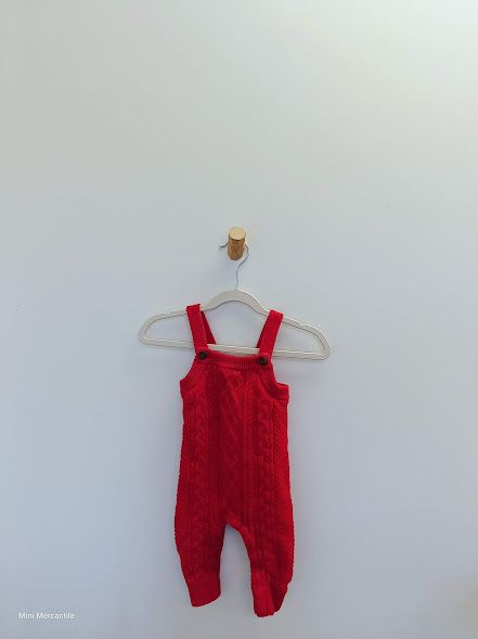 Red Knit Overalls