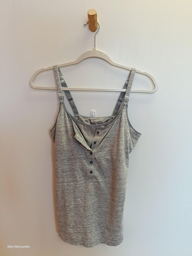 Gray Button Front Nursing Tank