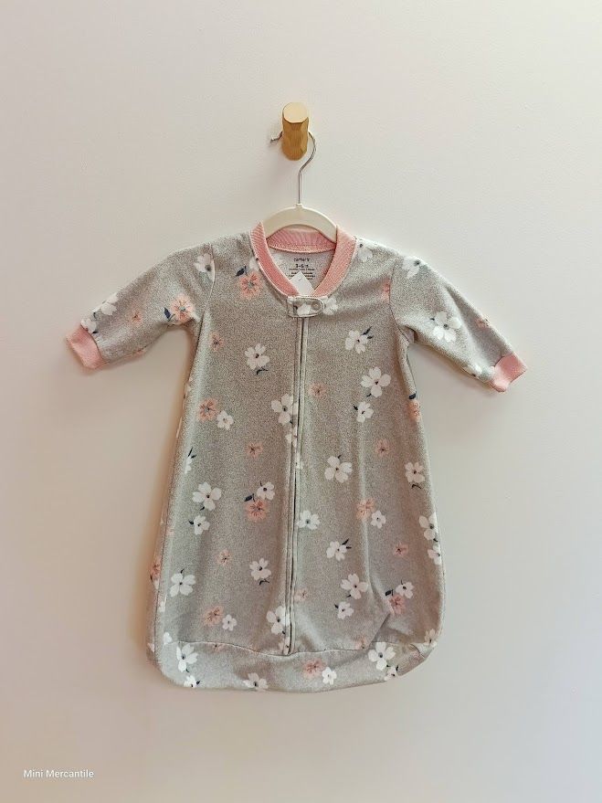 Gray Fleece Floral Sleep Sack