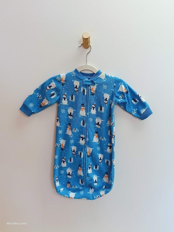Blue fleece snowman sleep sack size 0-9mo (Size: 0-6mo, Type: Sleep sacks & Swaddles)