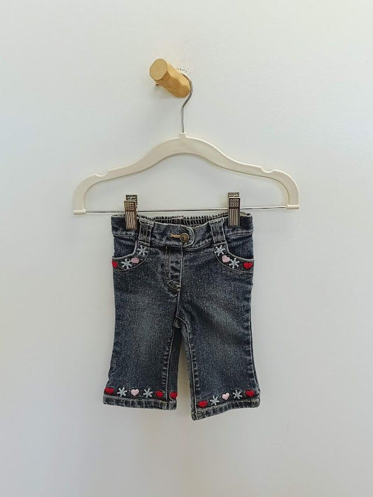Blue Flare jeans snowflake hearts