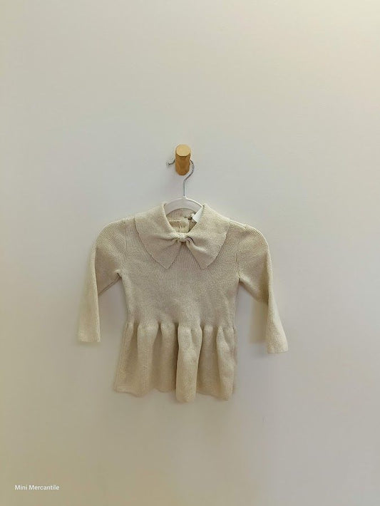 Beige Knit Long Sleeve Dress