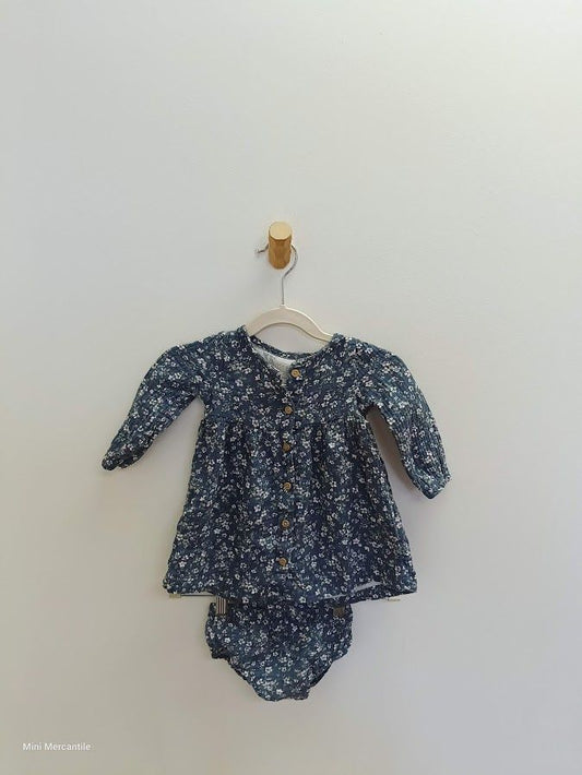Blue Flower Dress & Bloomers