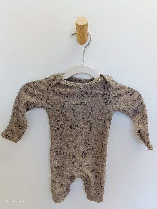 Boys brown safari romper size NB (Type: Rompers, Size: NB)