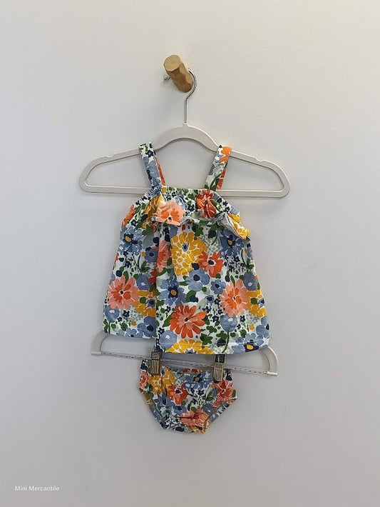 White Floral tank set