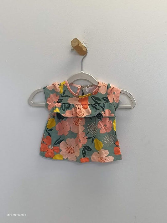 Green Floral short sleeve