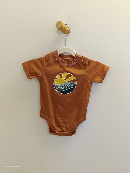Brown Beach baby onesie