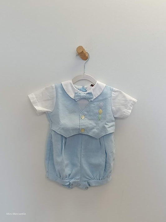 Blue Bowtie Romper