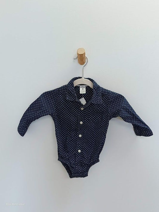 Blue Button Up Onesie