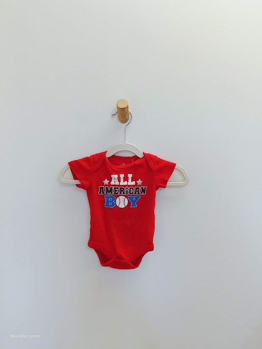 Red All American Boy Onesie