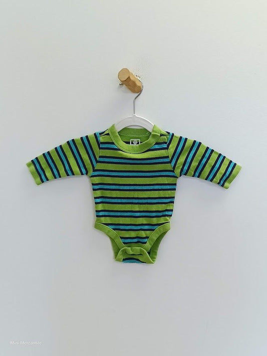 Green Striped Long Sleeve Onesie