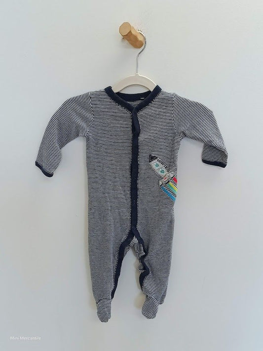 Blue Striped Rocketship Pajamas