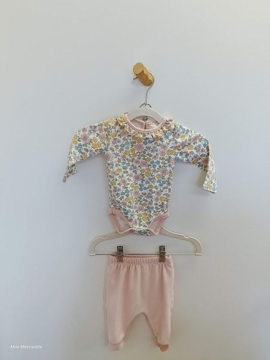 Pink Floral Onesie & Velour Pants