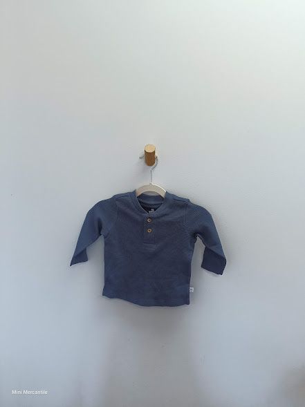 Blue Waffle Knit Long Sleeve