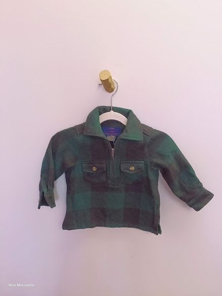 Green Plaid Flannel Quarter Zip
