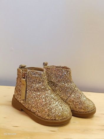 Stepping Stones Gold Glitter Booties size 5 (Size: 5)