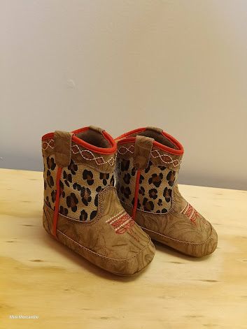 Brown red cheetah boots