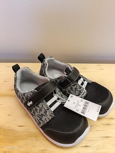Boys grey and black velcro shoes 11 (Size: 11)