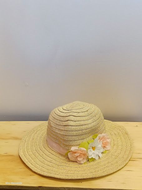 Brown Floral Straw Hat