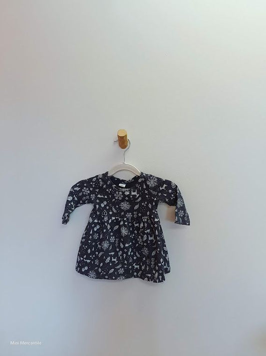 Blue snowflake longsleeve dress