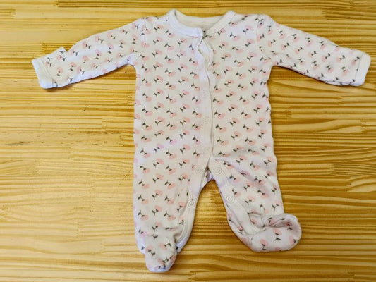 Girls white/pink flower pajamas size Preemie (Size: Preemie, Type: Pajamas)