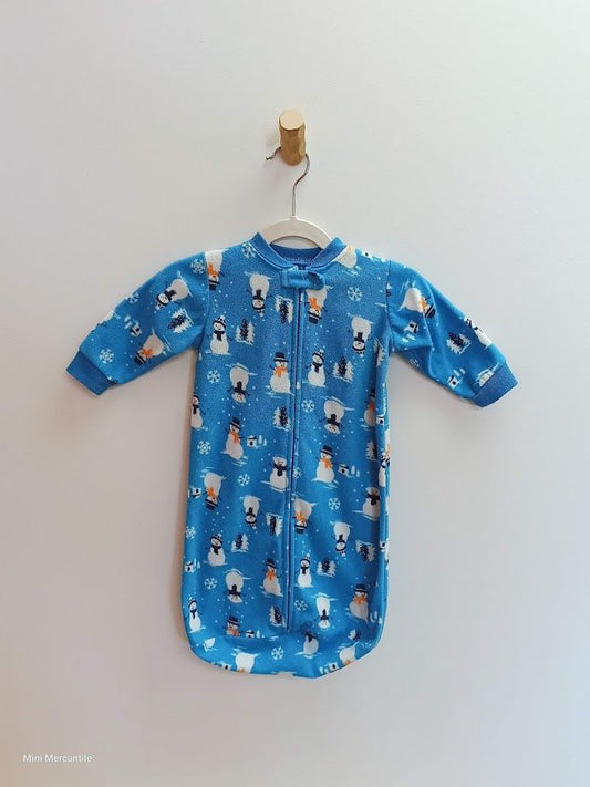 Blue fleece snowman sleep sack size 0-9mo (Size: 0-6mo, Type: Sleep sacks & Swaddles)