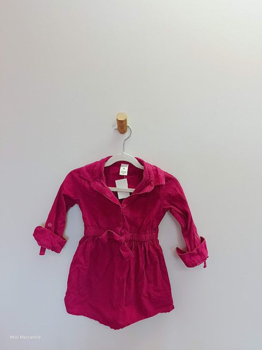 Pink Corduroy Polka Dot Dress