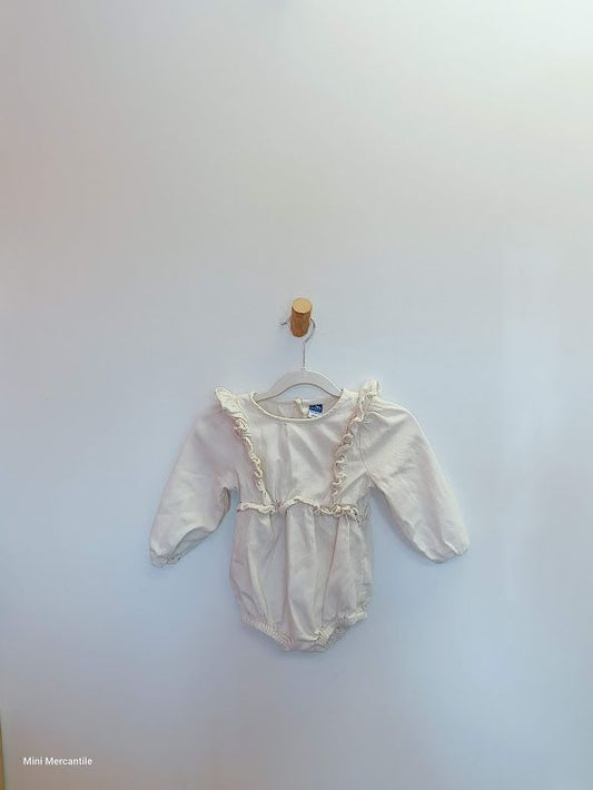 Beige Linen Bubble Romper